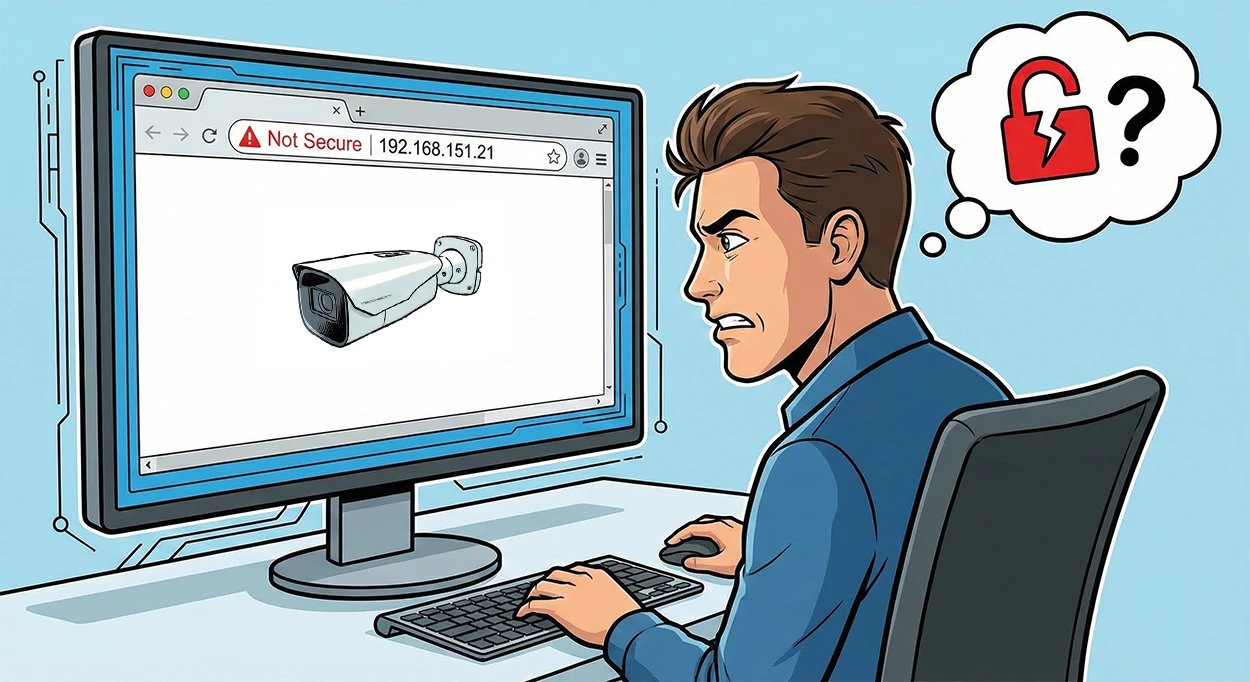 A green padlock above the Techson camera – In-house HTTPS certificate management