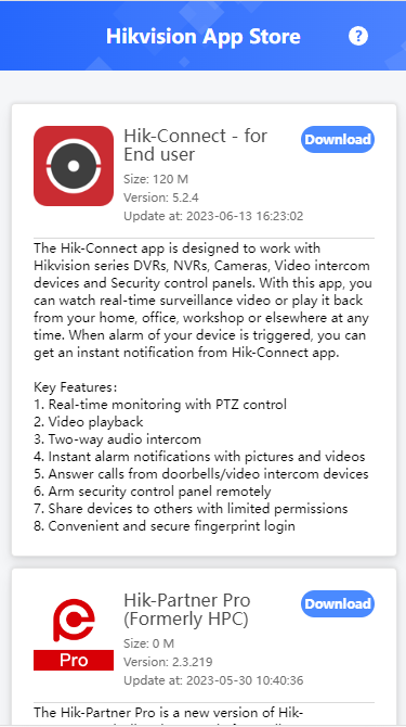 Hikvision app store