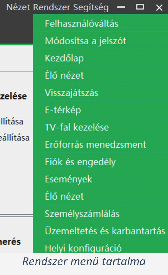 Rendszer men&uuml;